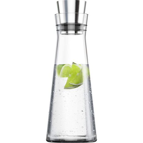 Emsa Karaffe, 1 Liter, Fermeure Automatique, Verre/Inox, Flow Slim, 515675 (1/5)