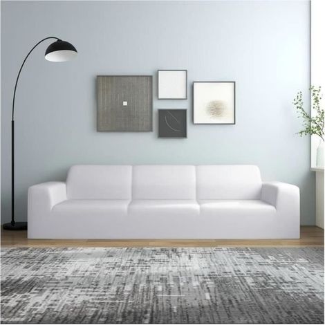 Housse de Canapé - VGEBY - Extensible - Déhoussable - Polyester - Blanc (1/4)