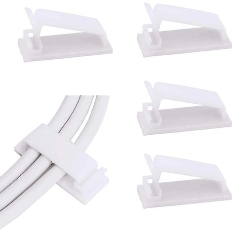 Lot de 2 Clips de fixation, support de câbles USB, gestion des câbles d'alimentation, 5 et 3 emplacements, pour bureau et maison (1/5)