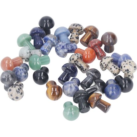 32 pièces Mini Champignons en Cristal Colorés, Polis et Lumineux pour Décoration, Méditation et Yoga (1/5)
