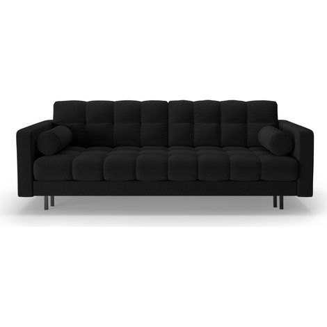 Canapé convertible + box 3 places en tissu structurel noir (1/5)
