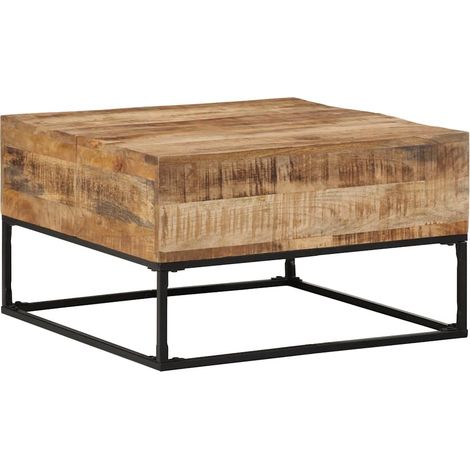 Couchtisch 68x68x41 cm Raues Mangoholz