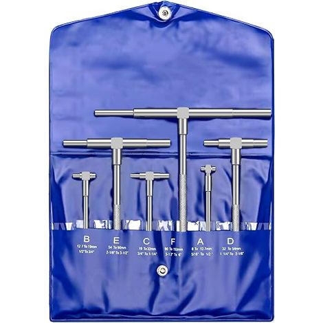 Kit di strumenti di misurazione telescopici, set di 6 calibri a T in acciaio inox, portata 5/16 di pollice, strumenti di misurazione per componenti meccanici di grandi dimensioni e di precisione. (1/5)