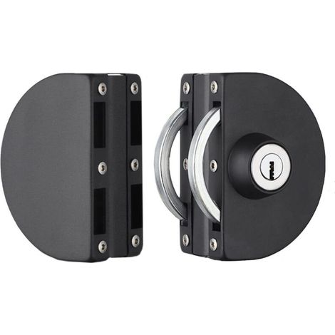 Serrure pour porte vitrée à perçage — Acier inoxydable — Quatre couches d'acier (noir) (1/4)