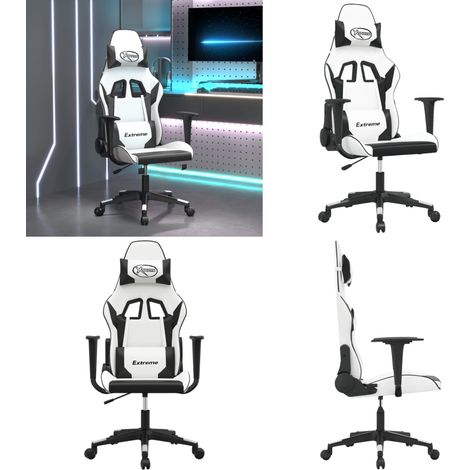 Gaming-Stuhl Weiß und Schwarz Kunstleder - Gaming Stuhl - Gamer Chair - PC Stuhl - Schreibtischstuhl - Ergonomischer Stuhl - Home & Living