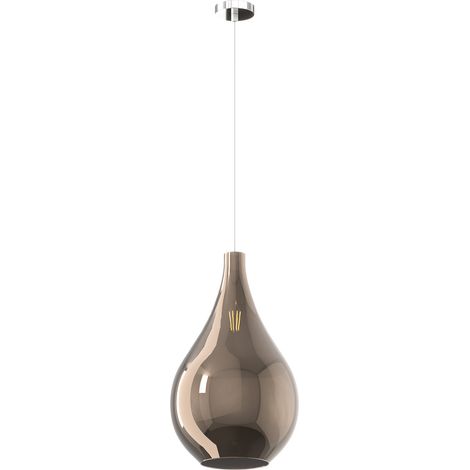 Lampadario Contemporaneo Drop 2.0 Metallo Cromo Vetro Grande Bronzo 1 Luce E27