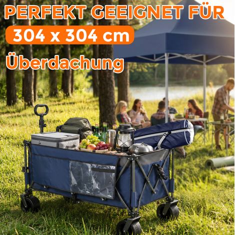 Chariot de jardin pliable 130x57,5x44 cm en acier bleu gris, avec rangement pour jardin FloraGrace (1/5)