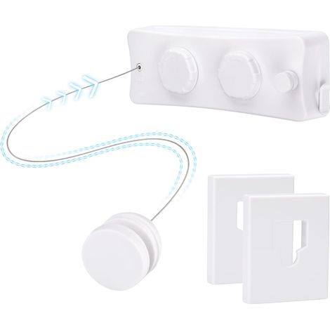 Séchoir Mural Rétractable à Corde 10M - Double Corde INOX 2×5 m, Verrou de Tension, Charge Max 20 kg, Gain de Place, Boîtier ABS, Blanc (1/4)