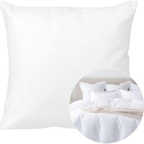Funda de almohada de satén de algodón de 40x40 cm, color blanco liso. (1/5)