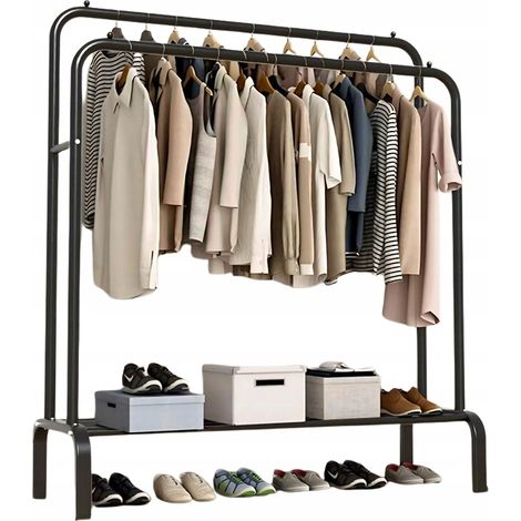 Cintre sur pied en métal noir style loft pour entrée, veste (1/5)