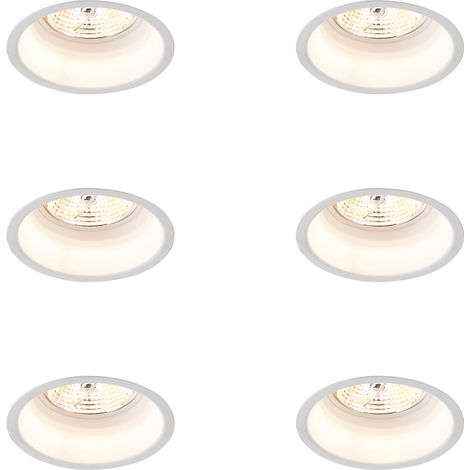 Set of 6 Modern Recessed Spotlights White AR70 - Dept