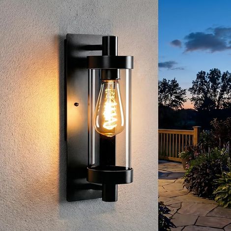 GBLY LED Appliques Extérieures Lampe Murale Extérieure Applique Vintage E27 Lampe Extérieure Éclairage Mural Noir IP65 Lampe Couloir Mur Maison Terrasse Balcon Jardin MAX 40W Sans Ampoule