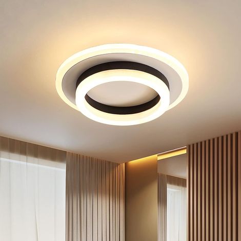 Plafoniera LED Rotonda, Lampadario Design Moderno 20W, Plafoniere in Metallo Acrilico 3000K Adatto per Bagno, Camera da Letto, Cucina, Soggiorno, Sala da Pranzo, Ufficio (Bianco e Nero) (1/5)