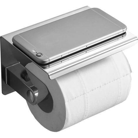 1 Porte-papier toilette,étagère téléphone,acier inoxydable,surface polie,anti-corrosion,salle de bain (1/3)