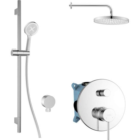 kielle Oudee - Set de douche avec mitigeur encastré, 2 sorties, avec accessoires EcoSpare et corps d’encastrement, chrome 20602SP30 (1/5)