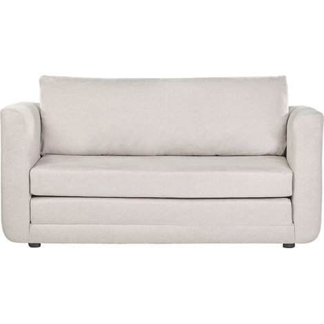 Divano letto a 2 posti in tessuto effetto velluto beige testurizzato LEON