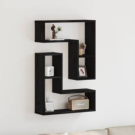 Wall Shelves 2 pcs Black oak 50 x 15 x 85 cm Engineered Wood vidaXL (1/5)