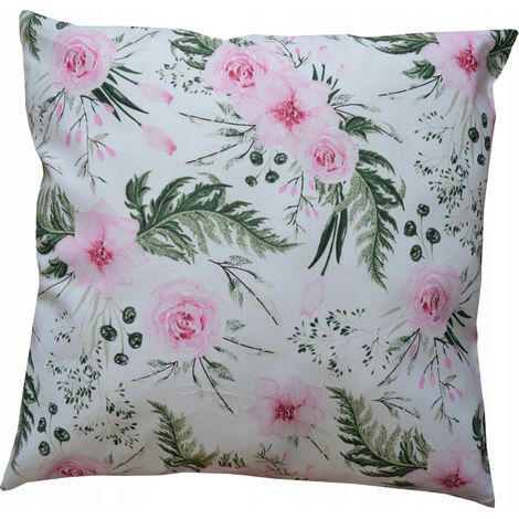 Federa con motivo floreale rosa da giardino, 40x40