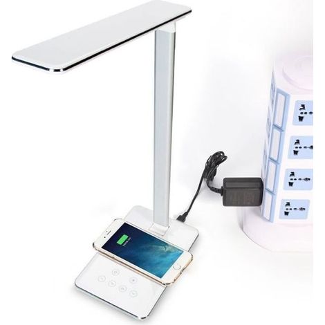 Lampe de Chevet LED avec Chargeur Sans Fil - Touch control en Alu - Port USB (1/4)