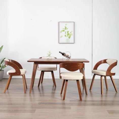 Lot de 4 Chaises de salle à manger - Chaises à dîner Crème Bois courbé et similicuir BV739158 - BonneVie (1/5)