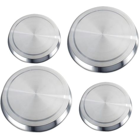 Plaques de cuisson inox Couvre-plaques de cuisson en acier inoxydable Protection cuisinière inox pour usage polyvalent DIM 16 et 20 cm Argenté mat (1/5)