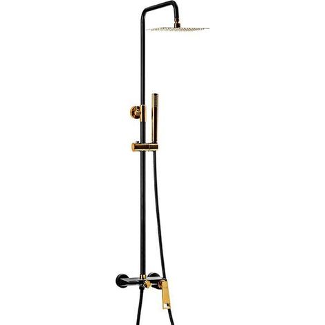 Columna de ducha para bañera, Negro/Dorado (1/4)