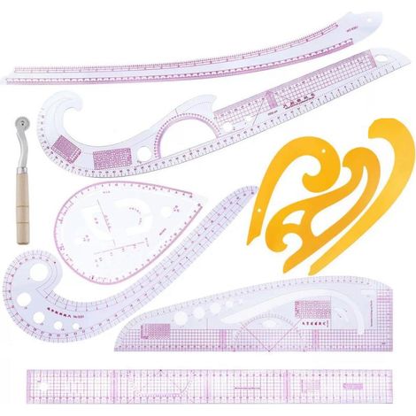 Ensemble de règles multifonctions pour la couture – Kit de 10 pièces – Tracé de courbes – Patronage DIY (1/4)