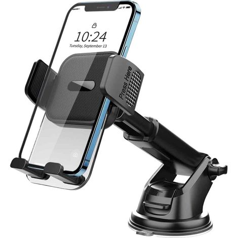 Support Téléphone Voiture - Ventouse Nanogel - Rotation 360° - Bras Réglable 12,6 À 16,9 Cm - Compatible Smartphones 4 À 7 Pouces - 1 Pièce (1/5)