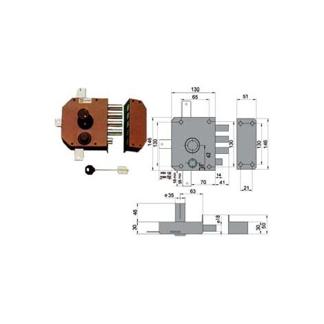 SERRATURA QUINTUPLICE DA APPLICARE CON SCROCCO DOPPIA MAPPA 20550  mm.60 SX (20550VSDMJ)    MOTTURA