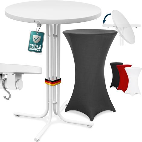CASARIA® Table haute blanche pliable avec housse mange debout 110 cm bar bistrot jardin 2 crochets inclus intérieur extérieur Gris (1/5)