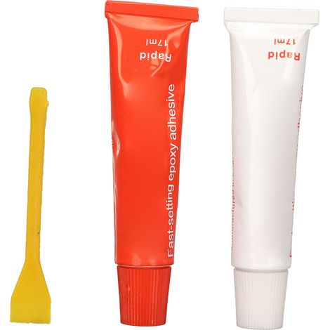 Colle époxy transparente 2 pièces 17ml, adhésif fort à prise rapide, étanche et résistant pour réparation céramique. (1/5)