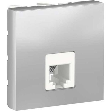 Prise téléphonique large RJ12 Schneider Serie New Unica Aluminium