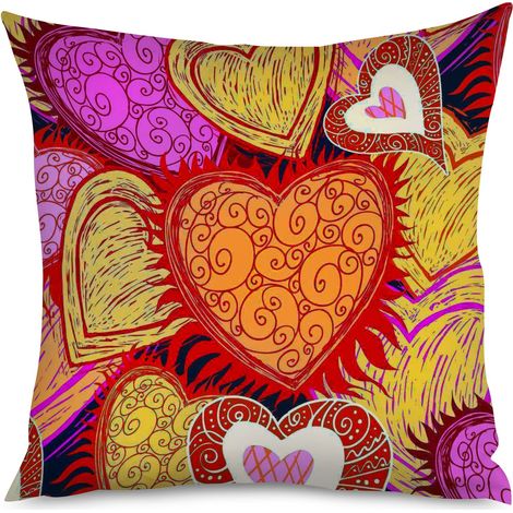 Housse de coussin cœurs gothiques, style rock (1/5)