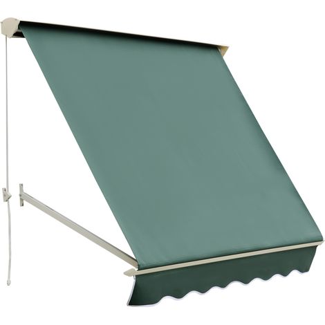 Toldo retráctil manual de aluminio, toldo para exteriores, toldo para balcón, ángulo ajustable, impermeable, anti-UV, tejido de poliéster, 180x70cm, verde (1/5)