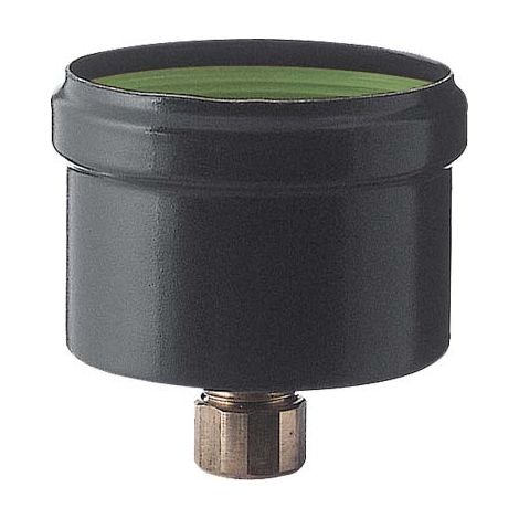 TAPPO + SCARICO CONDENSA PELLET NERO OPACO SAVE  CM  8 + MANICOTTO OTTONE