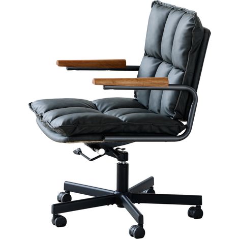 Silla de oficina ergonómica de polipiel negra giratoria y regulable con ruedas MODENUIT (1/5)