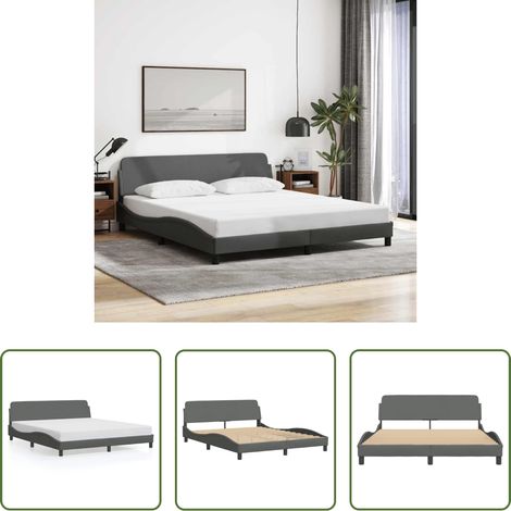 Kopfteil - Bettgestell "Dover" Dunkelgrau 160x200 cm Stoff (1/5)