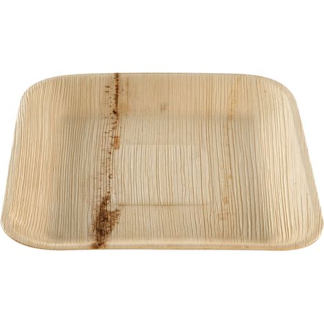 Assiette carrée en feuille de palmier 20 x 20 cm - 100 unités - Betik