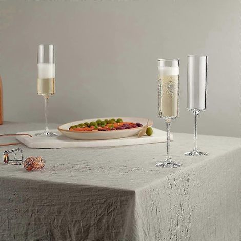 Coffret de 4 flûtes à champagne de 17 cl (6 oz), verres à vin en verre soufflé de qualité supérieure à bord carré (1/4)
