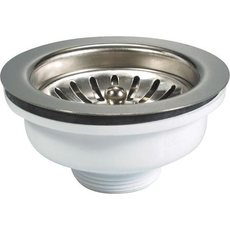 Válvula universal para fregadero de PVC con control manual sin rebosadero Ø114 - perforación de 90mm (1/2)