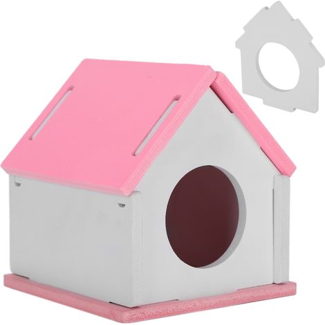 Maisonnette en bois pour hamster, cabane rafraîchissante d'été à monter soi-même, accessoire pour animaux de compagnie rose (1/5)