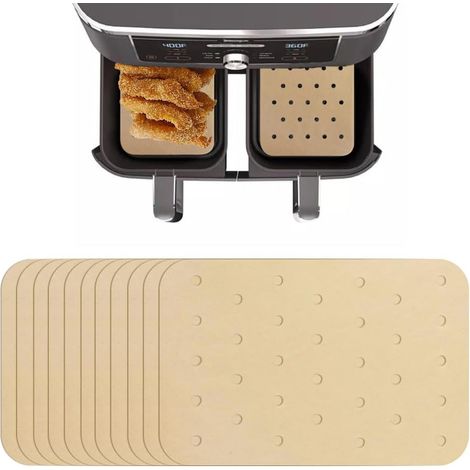 Lot de 120 Papier Cuisson Air Fryer - Papier Sulfurisé Rectangulaires Anti-adhésif 20,5x14cm Perforé Parchemin Feuilles Papier Sulfurisé pour Air Fryer (1/5)