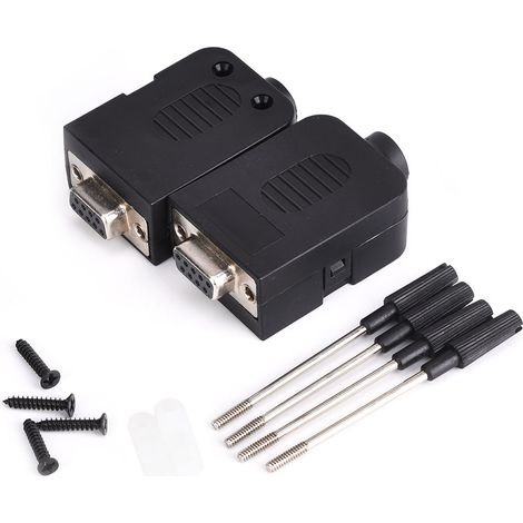 Lot de 2 adaptateurs femelles DB9 série à bornier à vis 9 broches avec boîtier