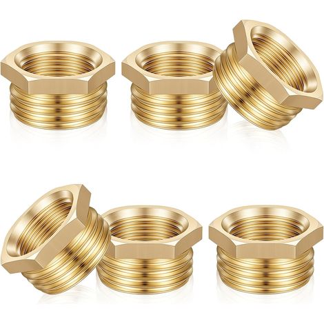 Lot de 6 Réducteur, Filetage extérieur 1/2 pouce, Filetage intérieur 3/8 pouce, Laiton, Pour conduites d'eau (1/5)