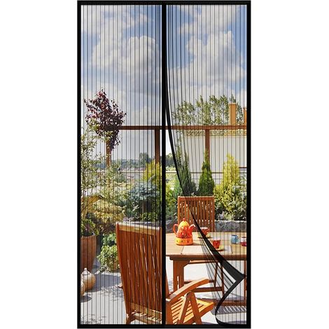 Mosquitera magnética para ventanas, 70 x 200 cm, equipada con velcro y gancho para colgar, protege a tu familia de los insectos, color negro. (1/4)