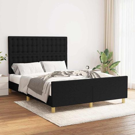 Cadre de lit sans matelas noir 140x190 cm tissu (1/5)