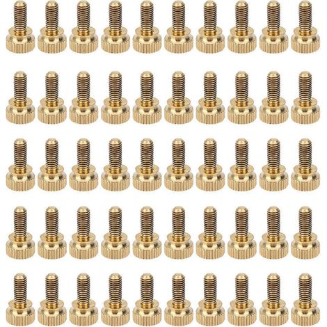 50 vis moletées plates à tête ronde en cuivre pur, antidérapantes, pour usage industriel (M5 x 12 mm) (1/4)