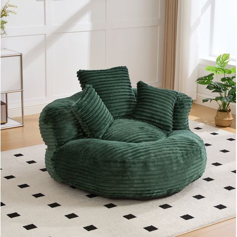 Sitzsack 108/108/52 cm in Emerald aus Cord mit Armlehnen und hoher Rückenlehne (1/5)