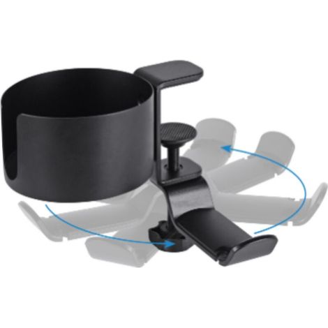 Support de bureau 2 en 1, avec crochets pour casque audio, anti-éclaboussures, organiseur de câbles rotatif à 360°, facile à installer, robuste et durable, suffisamment solide pour supporter tasses, b (1/5)