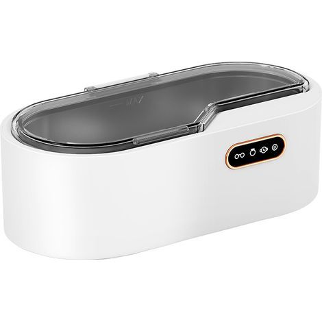 Ultrasonic Glasses Cleaner, Automatic Cleaner, 450ml, Jewelry Cleaner for Silver, Gold and Diamonds, Stainless Steel Inner Tank (Color : White) (1/3)